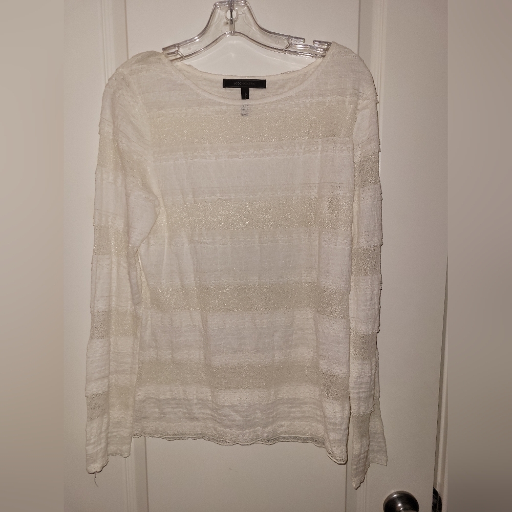 BCBG Maxazria Off White Cotton Lace Top